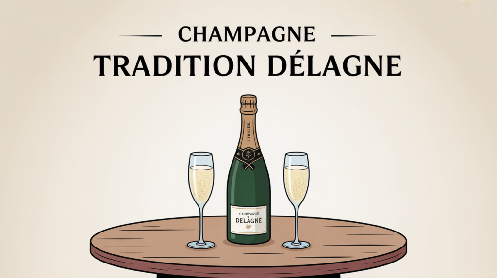 champagne tradition de delagne bouteille verres table fete