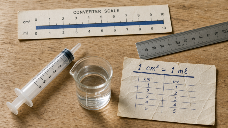 Conversion cm3 en ml : 1 cm³ = 1 ml, seringue et tableau