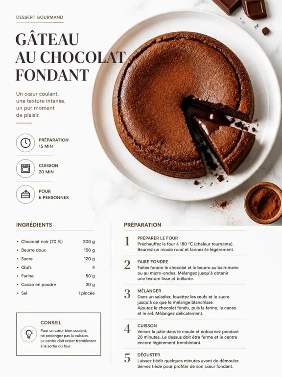 Meilleur gâteau au chocolat fondant réalisé au robot Moulinex Companion, prêt à être dégusté.