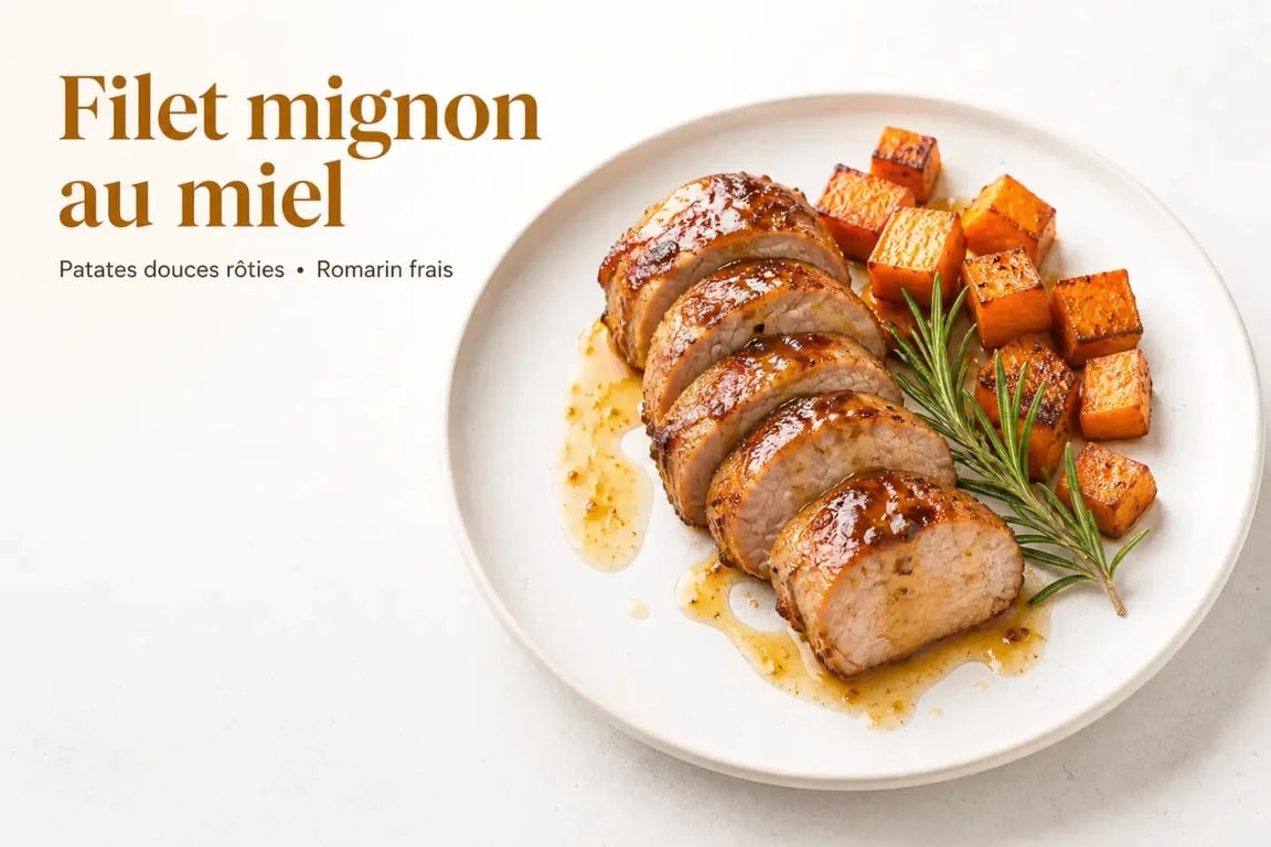 Filet mignon au miel et patates douces rôties, une idée d'accompagnement pour filet mignon.