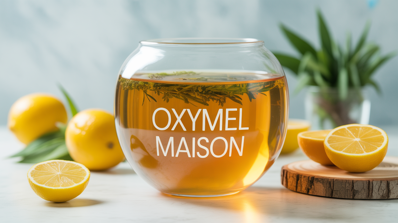 oxymel recette bocal liquide ambré herbes