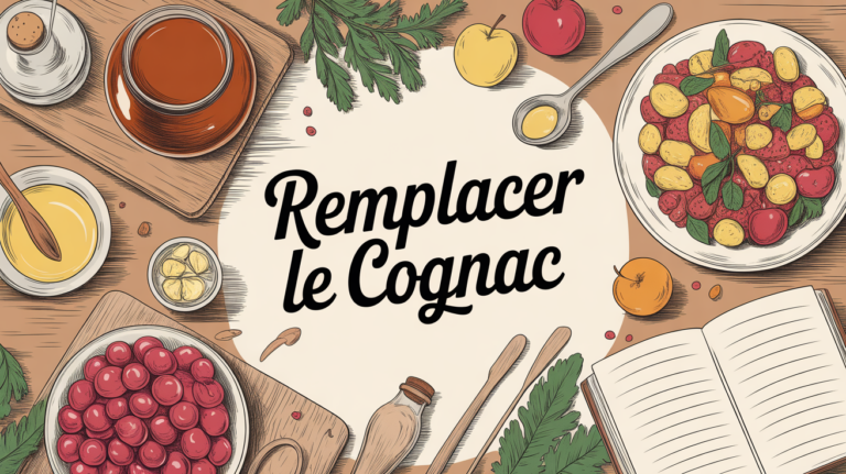 Ingrédients sur table pour par quoi remplacer le cognac dans une recette