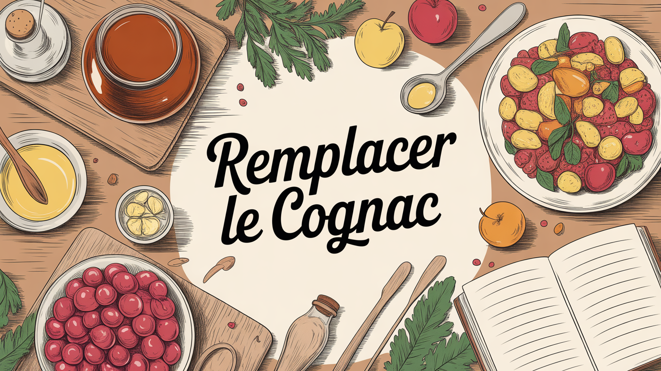 Ingrédients sur table pour par quoi remplacer le cognac dans une recette