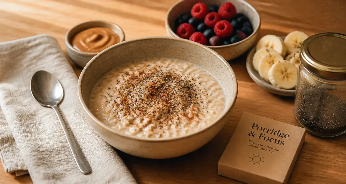 Petit dej équilibré recette : porridge avoine chia à la cannelle