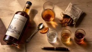 Alcool rhum : échantillons de rhum blanc, ambré et vieux