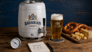 Biere fut 5l et service 4-6°C à domicile, verre et mousse fine