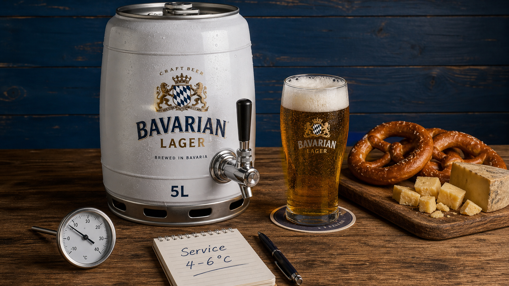 Biere fut 5l et service 4-6°C à domicile, verre et mousse fine