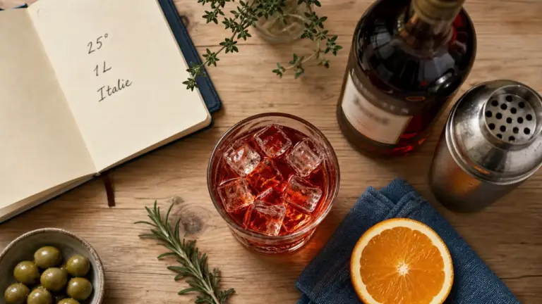 Campari alcool, degré et goût pour Spritz : verre, glaçons et orange