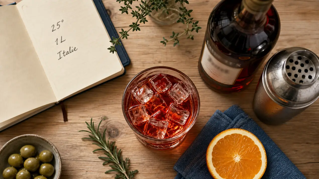 Campari alcool, degré et goût pour Spritz : verre, glaçons et orange