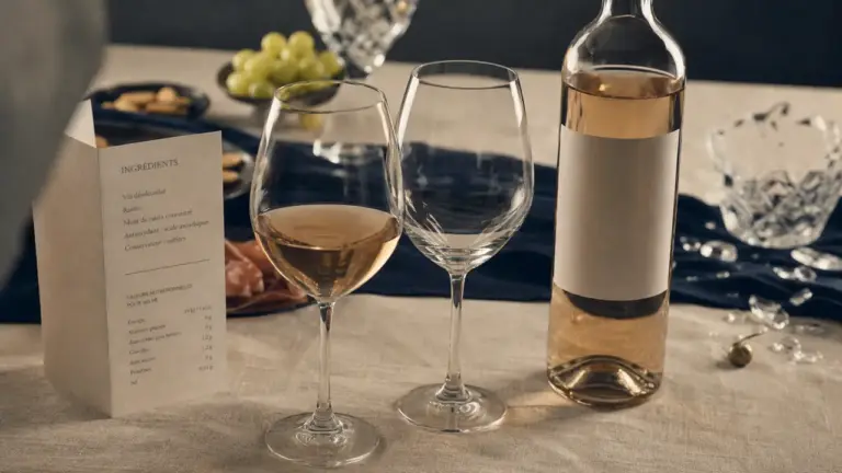 Danger du vin sans alcool : risques et additifs, photo verres et bouteille