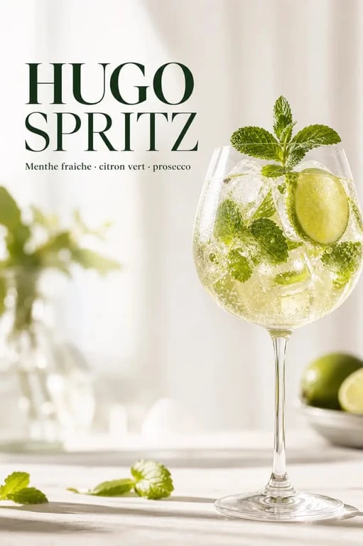 Recette Hugo Spritz cocktail rafraîchissant avec menthe et citron vert