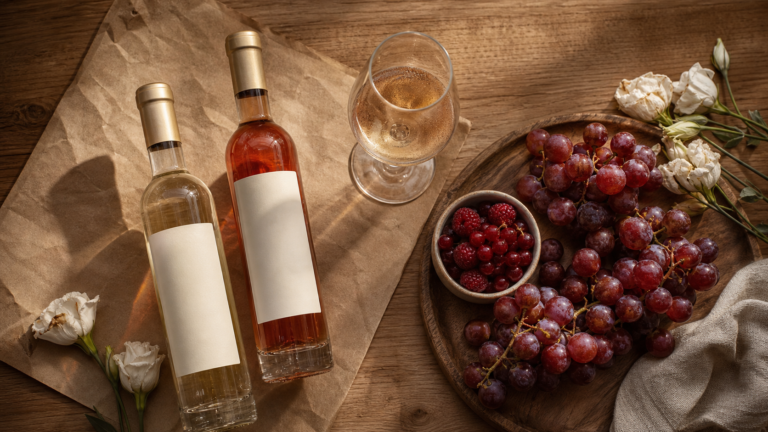 Floc de Gascogne en blanc et rosé, mutage en verre tulipe
