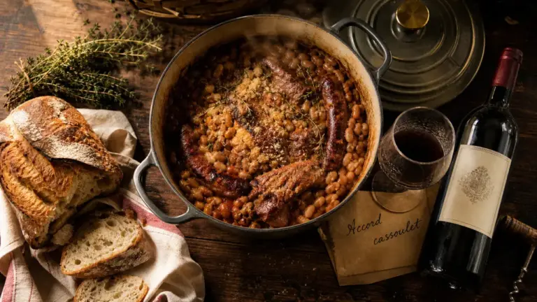 Que boire avec un cassoulet : vin rouge du Sud-Ouest et cocotte fumante