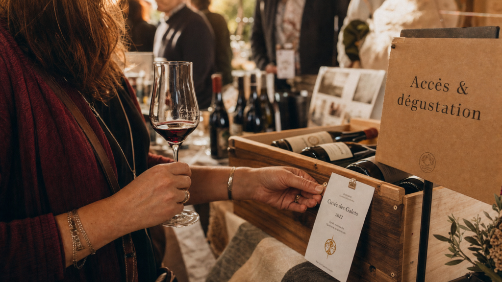 Salon des vignerons indépendants : accès et dégustation, verre de dégustation au stand