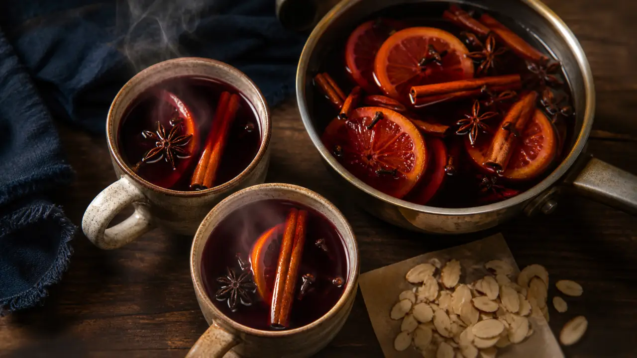 Vin chaud sans alcool : jus de raisin, épices et agrumes