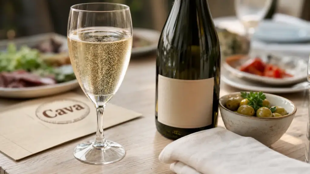 Vin espagnol petillant : cava en flûte, bulles fines à Barcelone