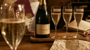 Vin ou champagne : verre de champagne et crémant sur table