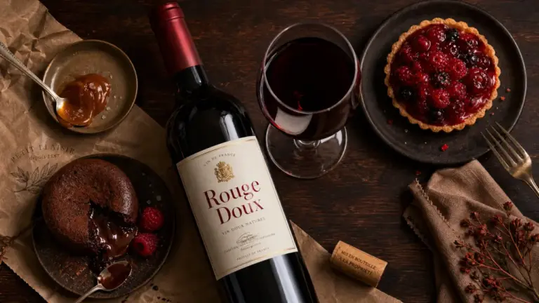 Vins rouges sucrés : bouteille de Porto rouge doux et desserts