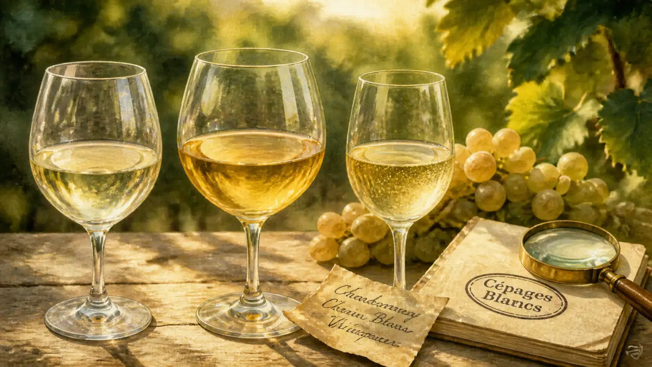 Cépage blanc : trois verres, fraîcheur rondeur parfum