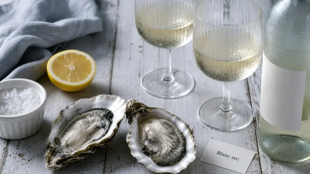 Huitres vin blanc à 8-10 °C : Muscadet et Chablis