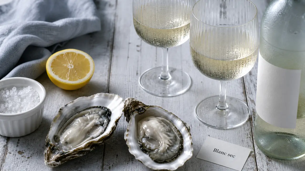 Huitres vin blanc à 8-10 °C : Muscadet et Chablis