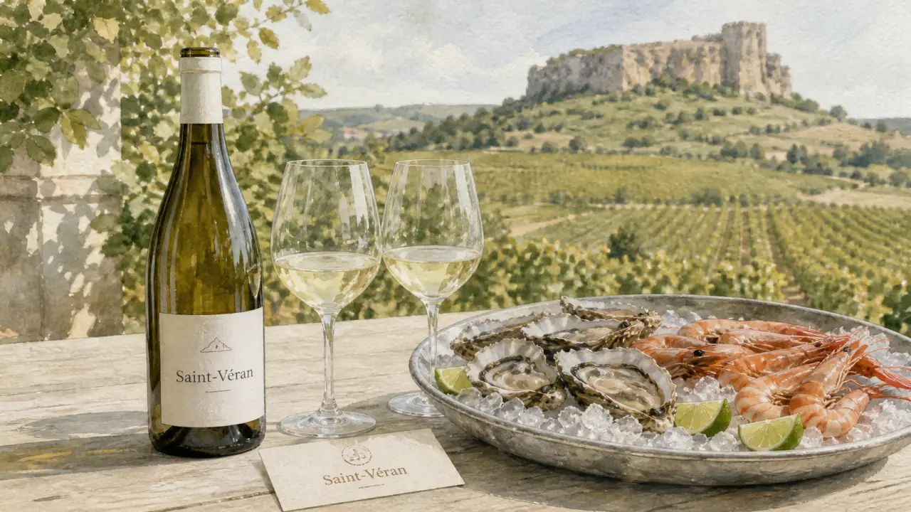 Saint veran vin blanc : Chardonnay frais, fruits de mer et citron