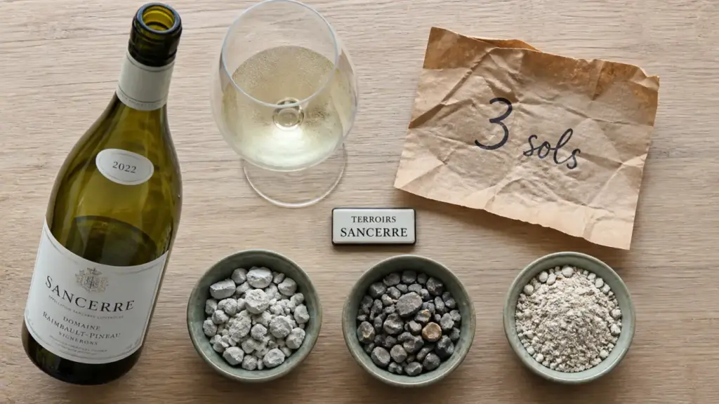 Sancerre vin blanc et trois sols : craie et silex