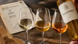 Vin blanc du bordelais : trois verres sec, moelleux, liquoreux
