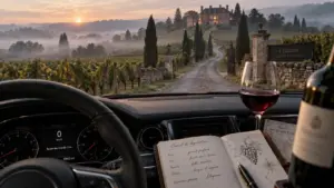 Bordeaux route des vins : route viticole vers le château