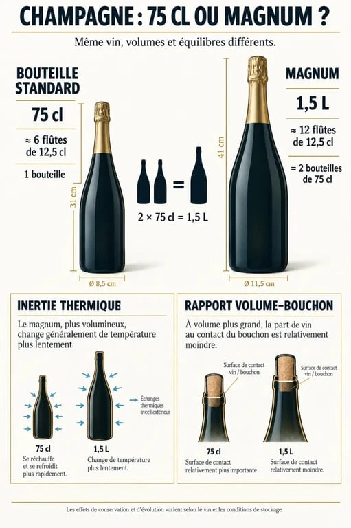 Infographie sur le magnum champagne comparé à une bouteille de 75 cl