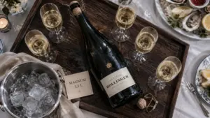 Magnum champagne 1,5 L avec flûtes et seau à glace