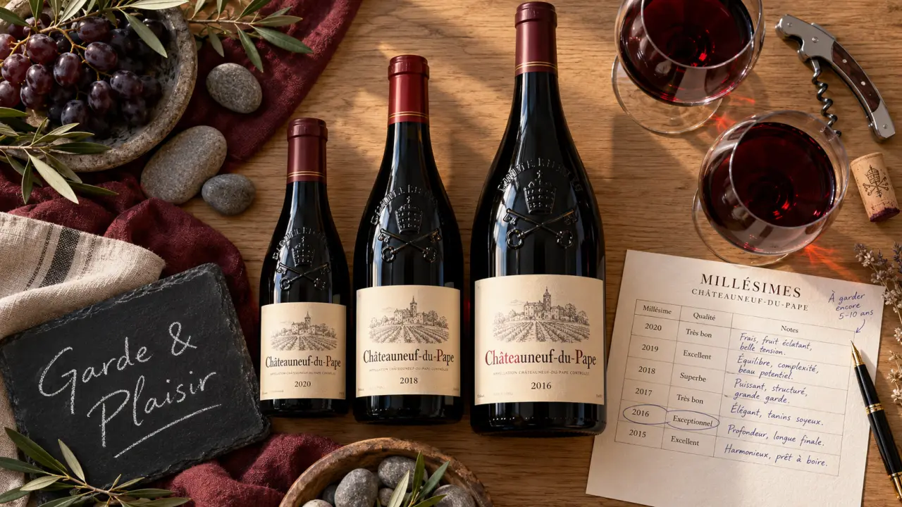Meilleur chateauneuf du pape : Garde & Plaisir, bouteilles et verres