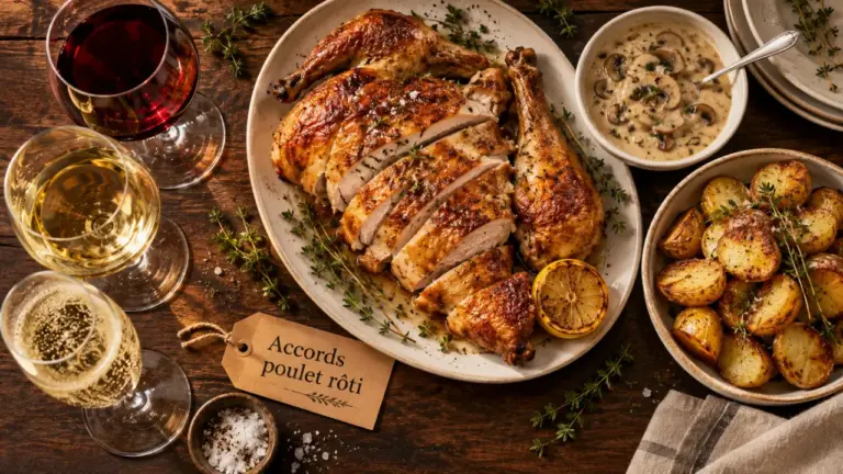 Que boire avec un poulet rôti : vin rouge, blanc et champagne avec poulet rôti