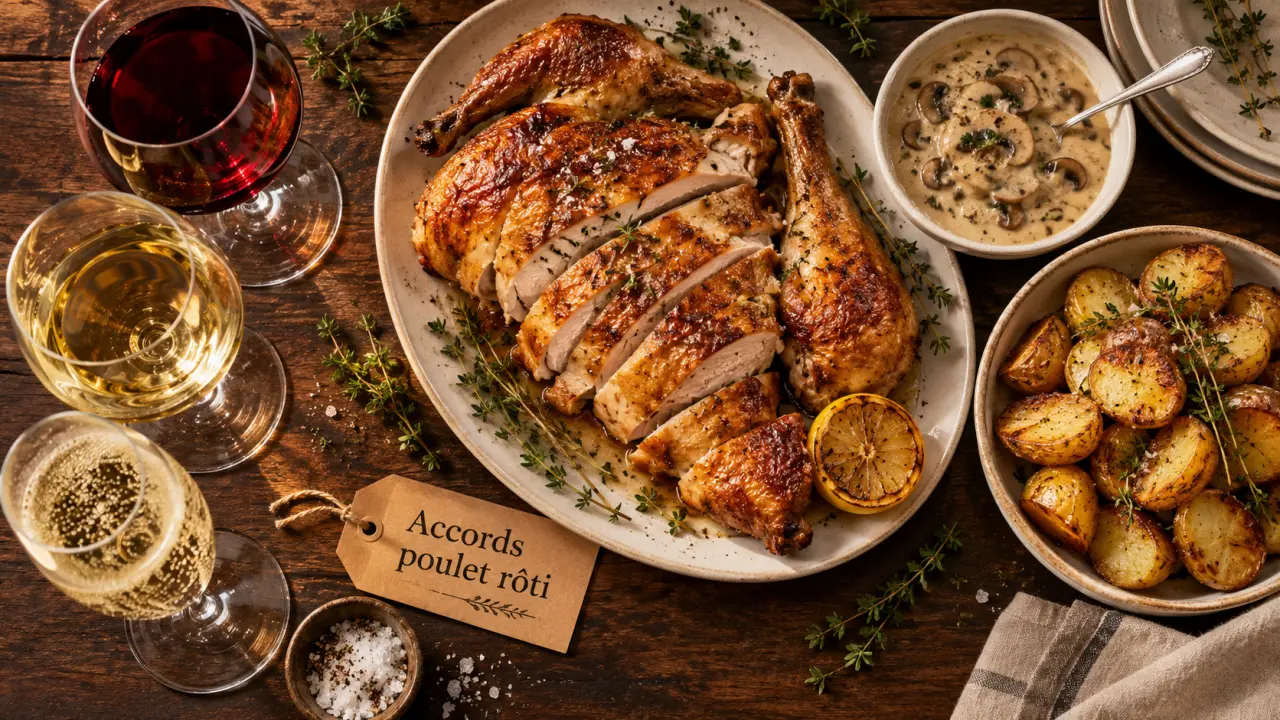 Que boire avec un poulet rôti : vin rouge, blanc et champagne avec poulet rôti