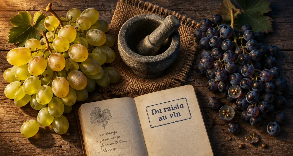 Raisin et vin : peau des raisins couleur et levure pour l’alcool