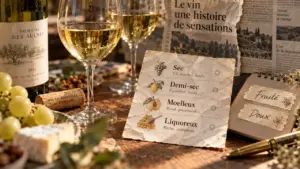 Vin blanc fruité doux : arômes, sucre et accords en verres et bouteille