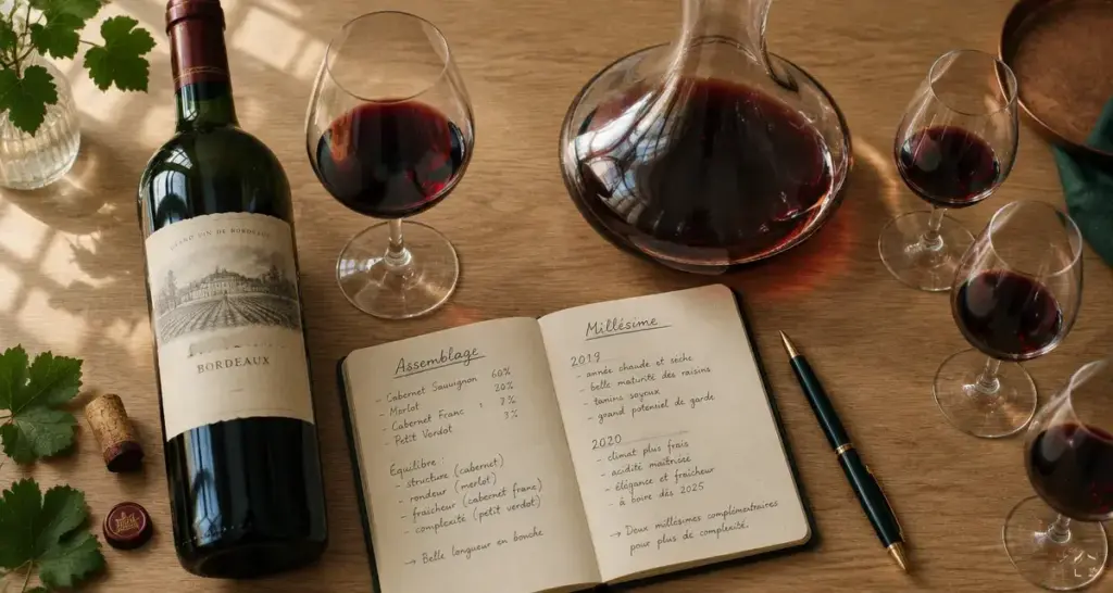 Vin rouge du bordelais : bouteilles, verres et garde