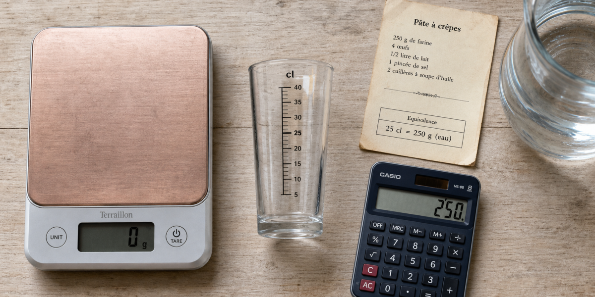 25 centilitres en grammes : convertir cl en grammes