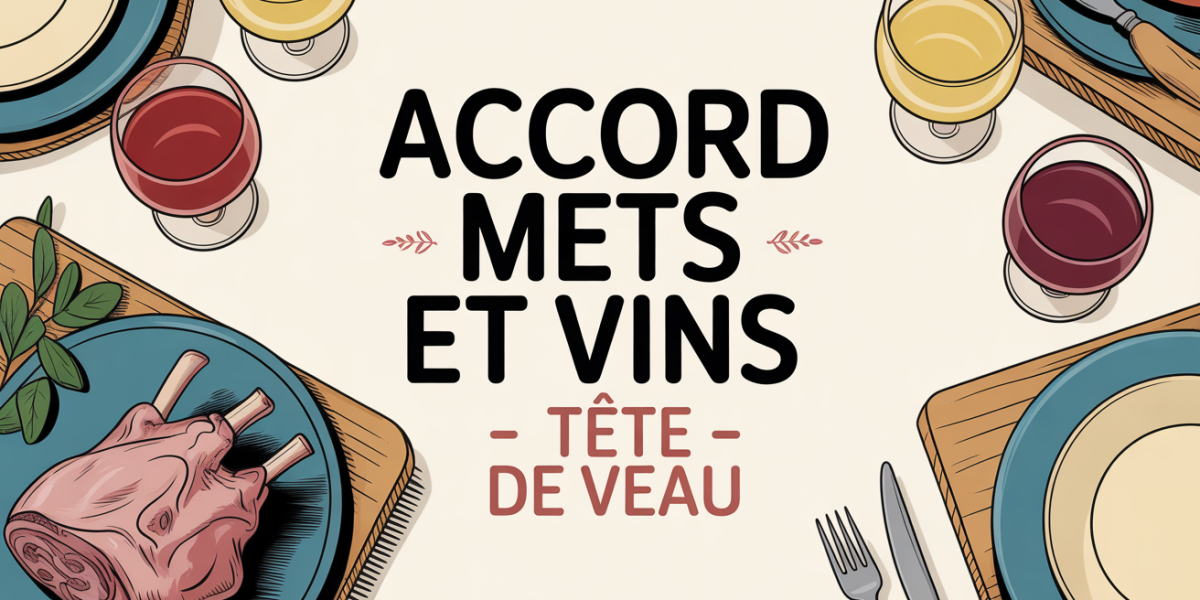 Tête de veau et verres de vin sur table rustique
