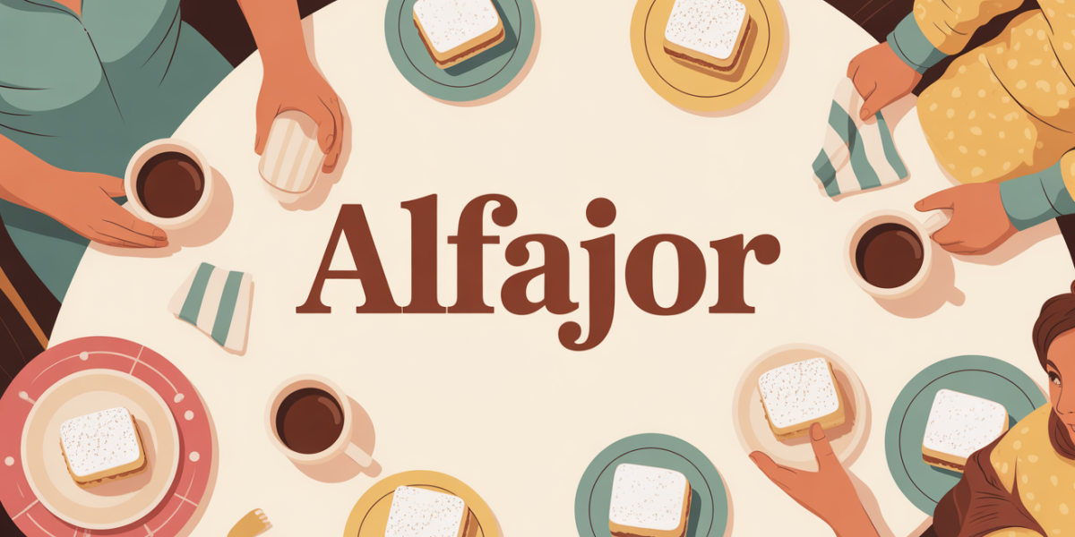 Table familiale avec alfajores et café argentin