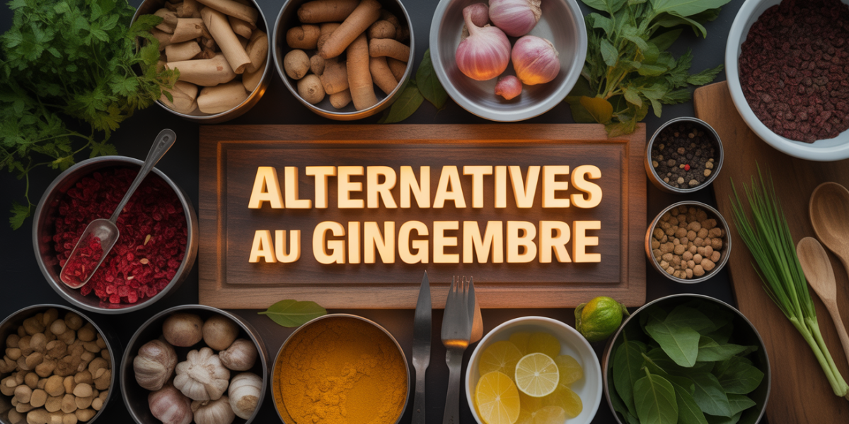 Plan de travail avec épices alternatives au gingembre