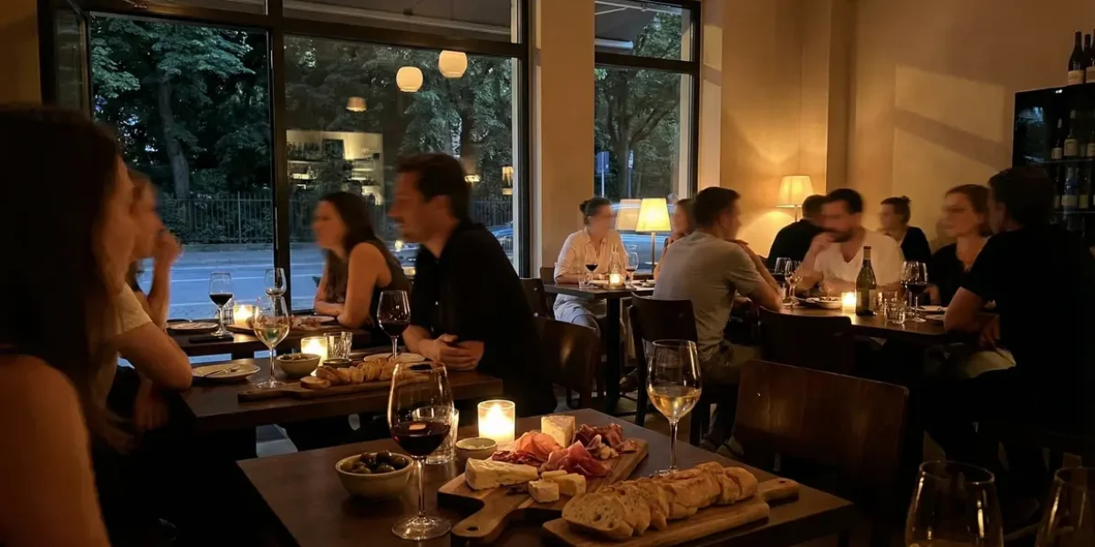 scène conviviale dans un bar à vin moderne