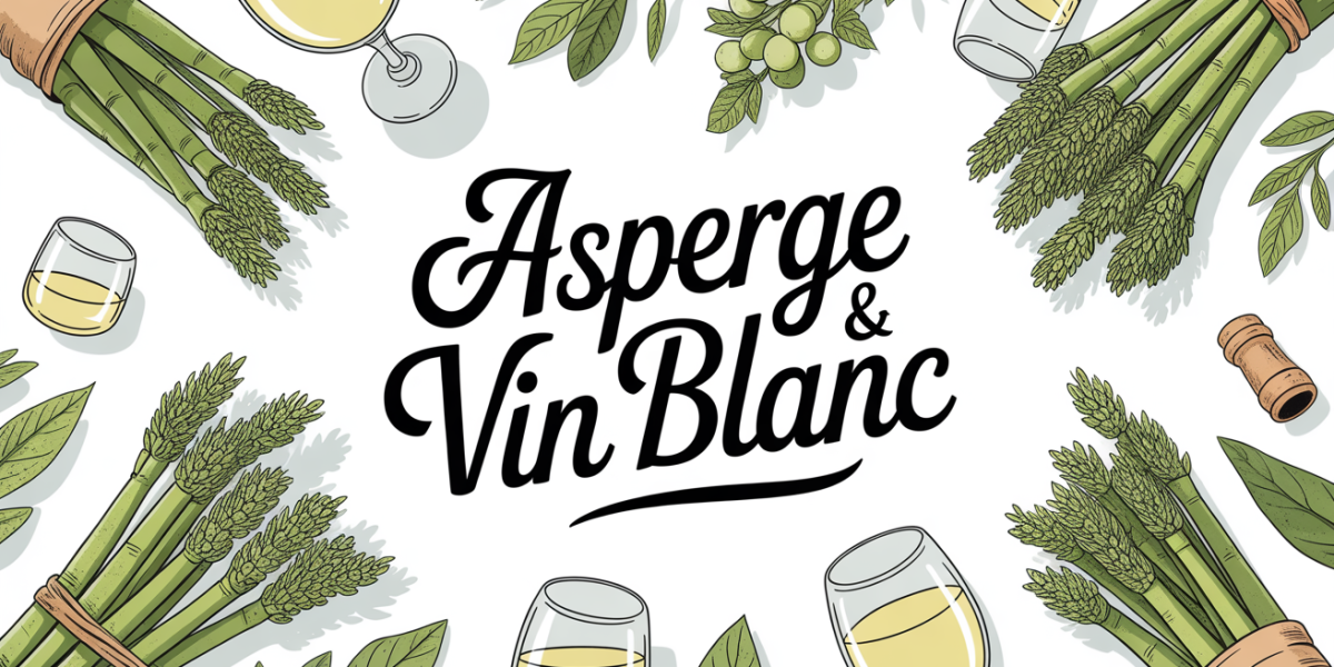 Table printaniere avec asperges et verres de vin blanc