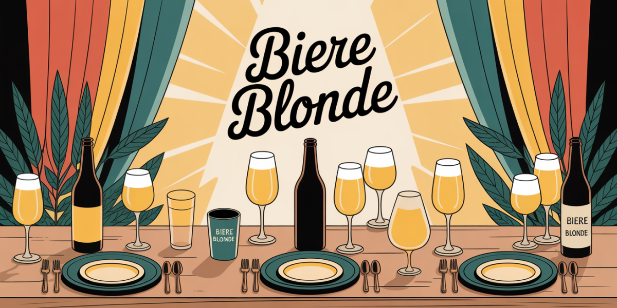 table conviviale avec verres de biere blonde sous soleil doré