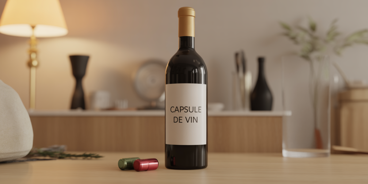 Capsule de vin verte et rouge sur bouteille