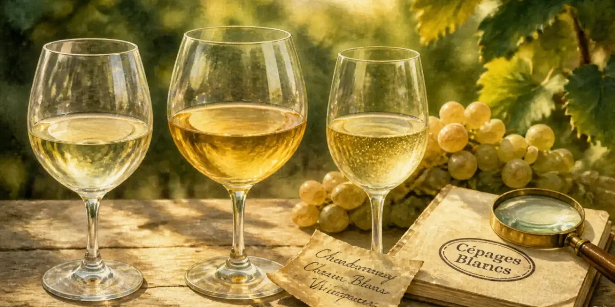 Cépage blanc : trois verres, fraîcheur rondeur parfum