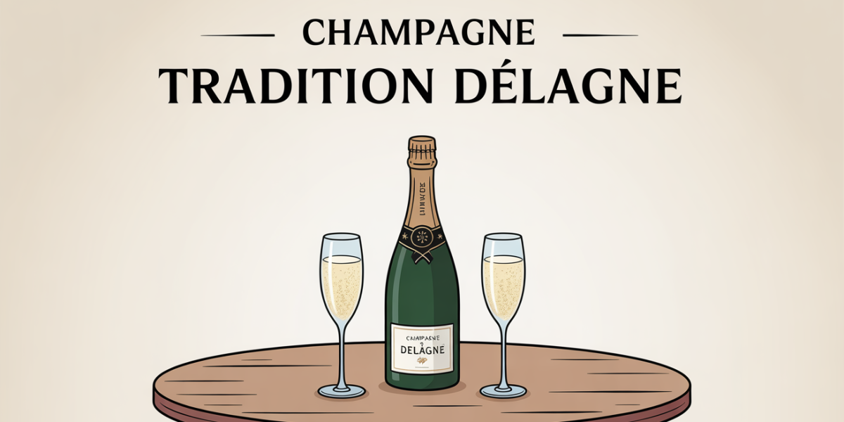 champagne tradition de delagne bouteille verres table fete