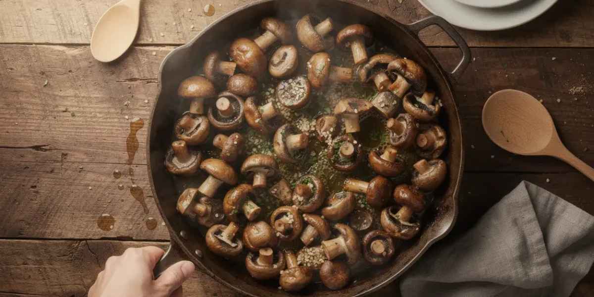 Poêlée champignons variés sauce vin blanc ail fines herbes