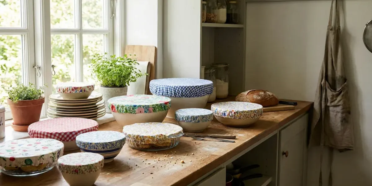 charlotte tissu colorée sur plats cuisine