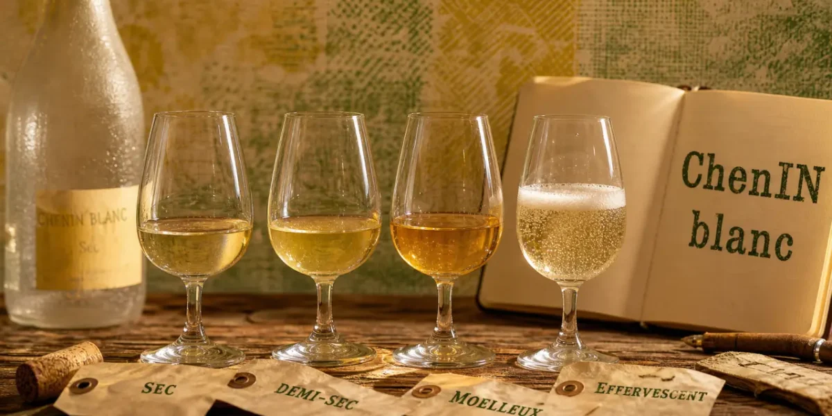 Chenin blanc vin : sec, demi-sec, moelleux, effervescent en verres